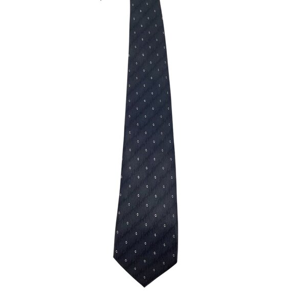 Drussel Hand Made Men's Tie Navy Blue with White Diamond Pattern 100% Polyester - Picture 1 of 6